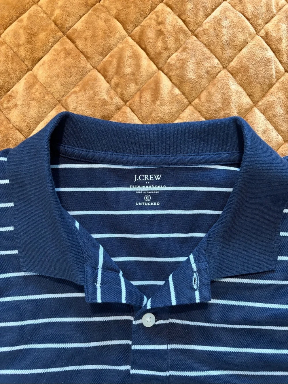 J. Crew Navy and White Striped Polo